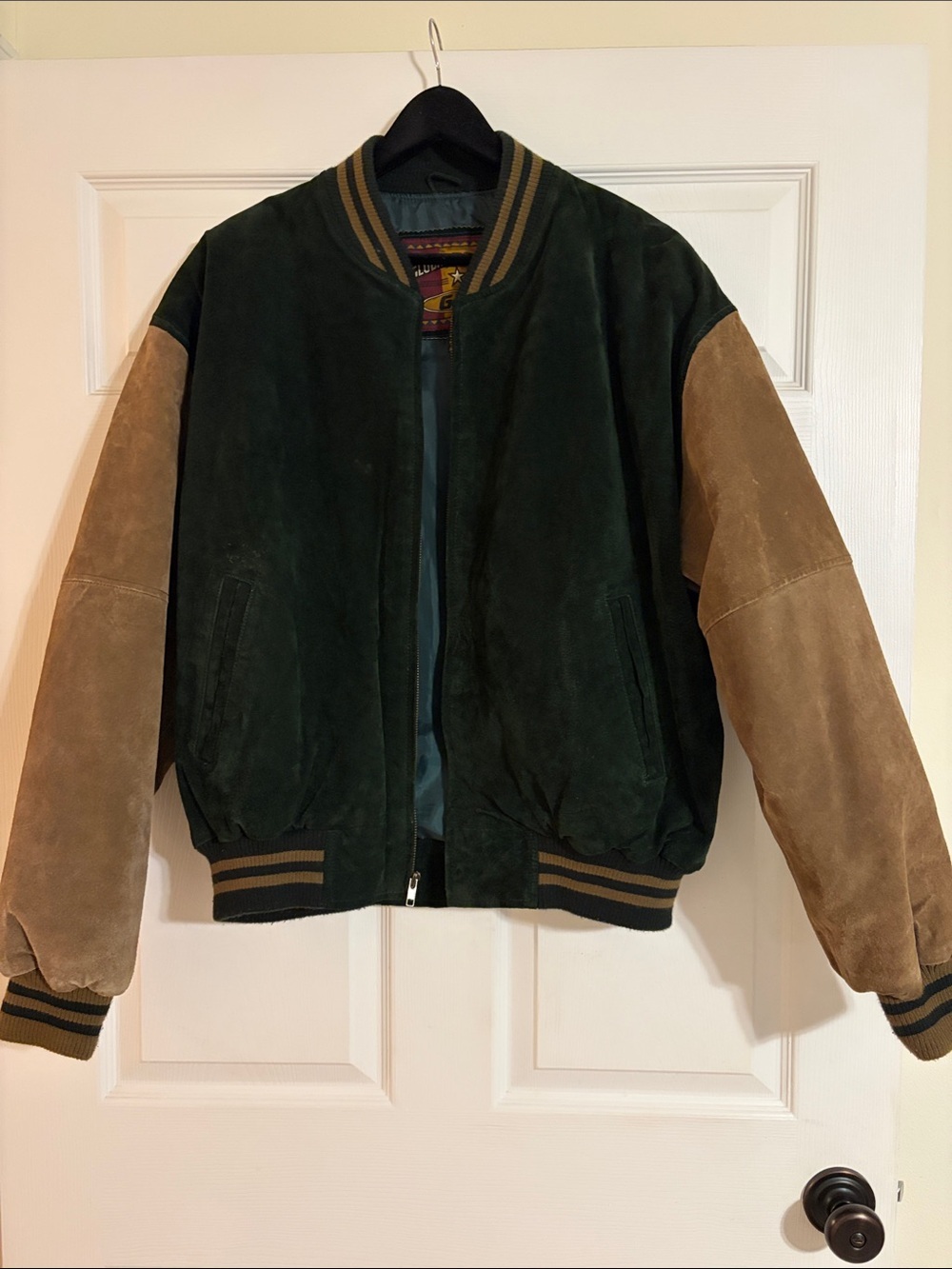 Vintage 90s G-III Global Identity Two-Tone Suede Varsity Letterman Jacket - XL